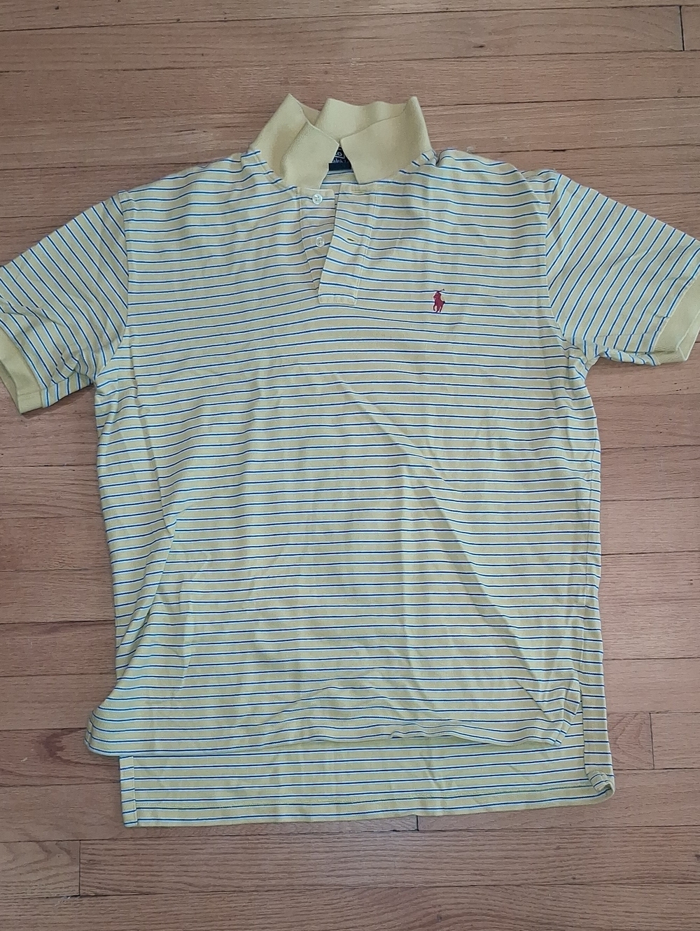 Polo by Ralph Lauren Yellow Polo with Blue Stripes and Red Pony